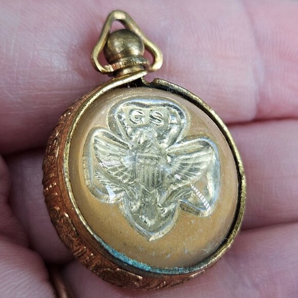 Rare Vintage Girl Scout Pendant Necklace Jewely Membership Double Sided Uniform - Picture 3 of 9